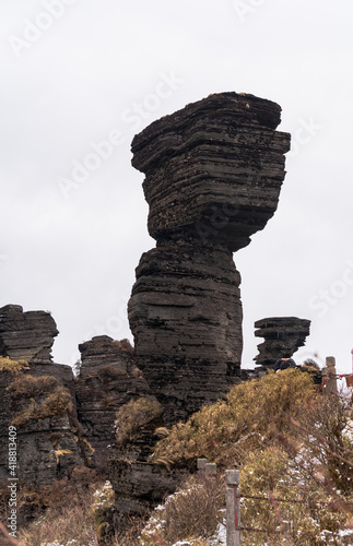 Winter cloudy landscape at Fanjing Mountain Mushroom Rock Scenic Spot, Tongren, Guizhou, China photo