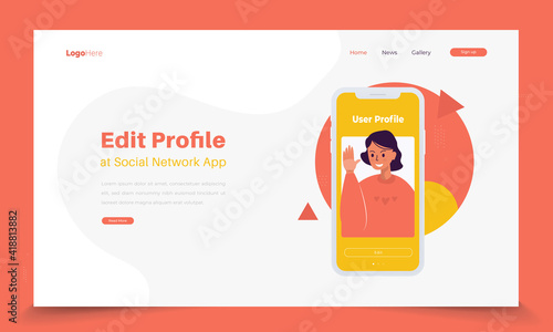 Edit profile illustration for social network concept