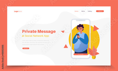 Send private messages illustration on landing page