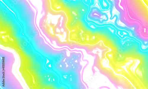 Abstract liquid rainbow background. Colorful reflect texture on pastel color.