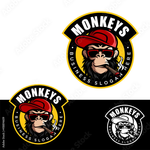 Awesome monkey logo vector illustration
