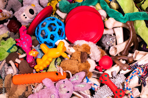 A pile of dog toys and bones