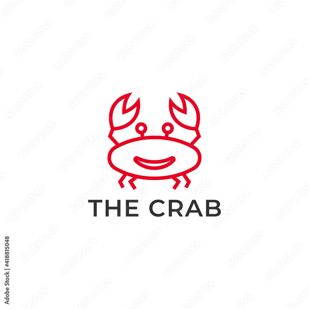 Simple and minimalist line art smile crab logo Simple and minimalist line art smile crab logo