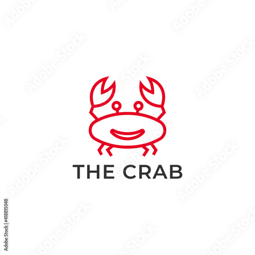 Simple and minimalist line art smile crab logo