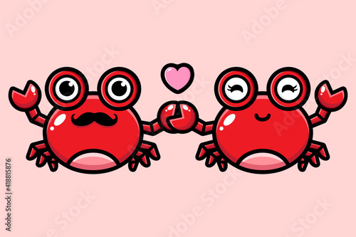 vector design of cute cartoon couple crab animals