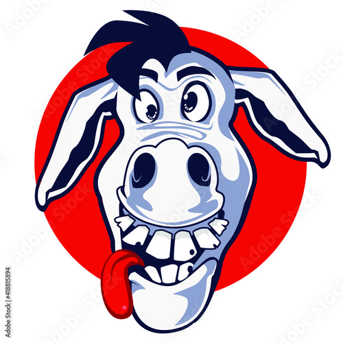 donkey head animal mascot cartoon in vector