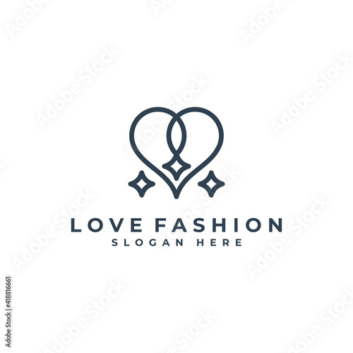 heart line art logo for fashion business. love icon symbol logotype