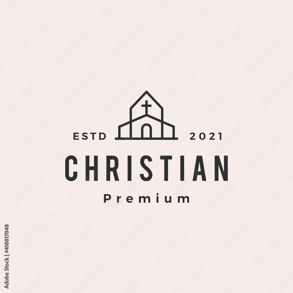 christian church hipster vintage logo vector icon illustration