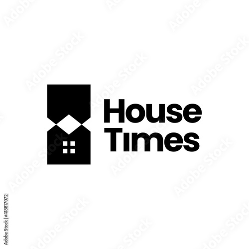 house time hourglass logo vector icon illustration