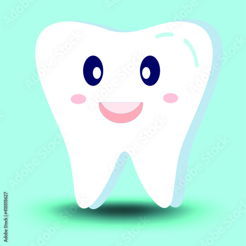 teeth set. Cute tooth characters. Dental personage vector illustration. Dental concept for your design. Oral hygiene, teeth cleaning