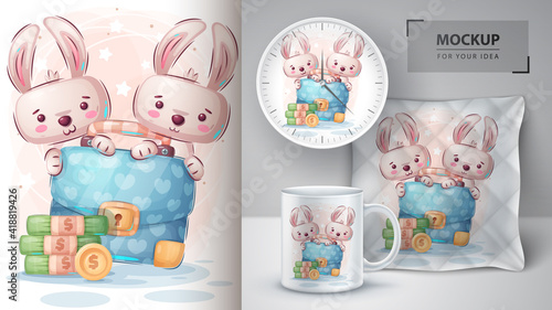 rabbit with diplomat poster and merchandising