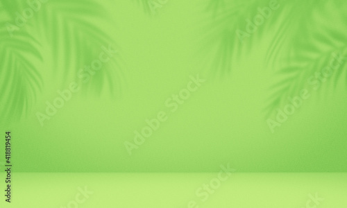 Empty green color texture pattern cement wall studio background.