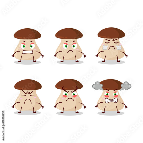 Boletus edulis cartoon character with various angry expressions