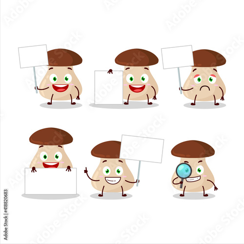 Boletus edulis cartoon character bring information board