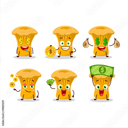 Chanterelle cartoon character with cute emoticon bring money