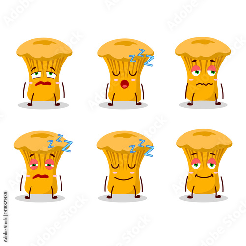 Cartoon character of chanterelle with sleepy expression