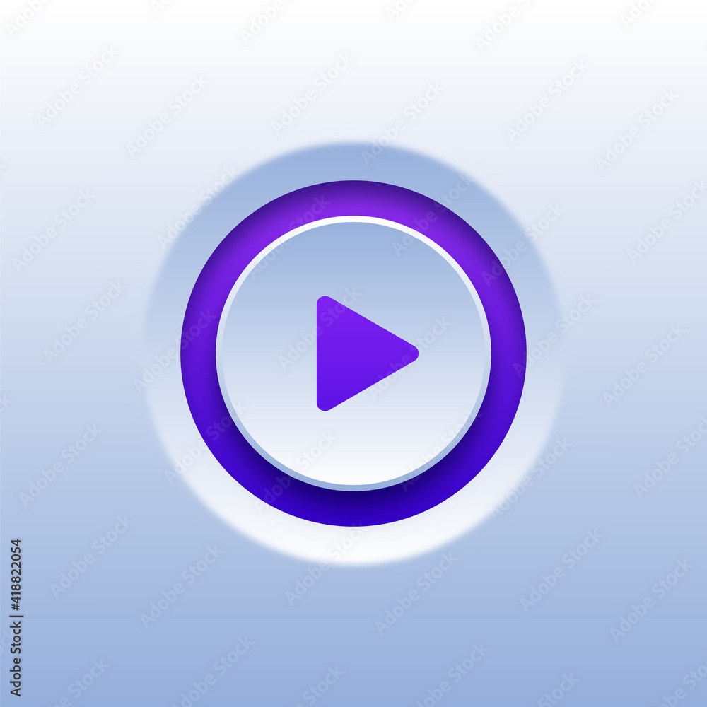 3D Purple Play Push Button on White Background 3D Purple Play Push Button on White Background