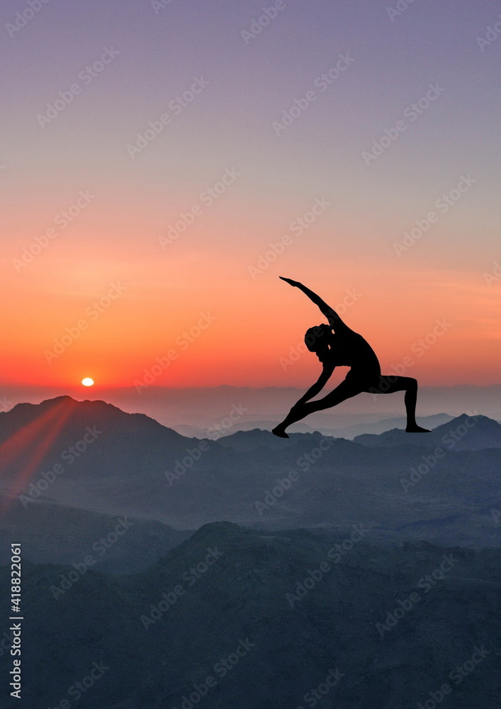 silhouette of a woman yoga pose