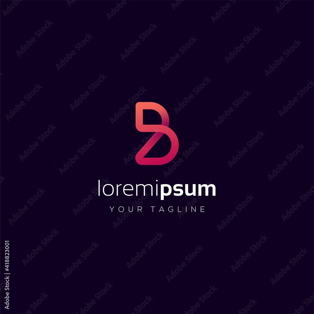 initial letter B infinity line logo gradient color abstract design elements initial letter B infinity line logo gradient color abstract design elements
