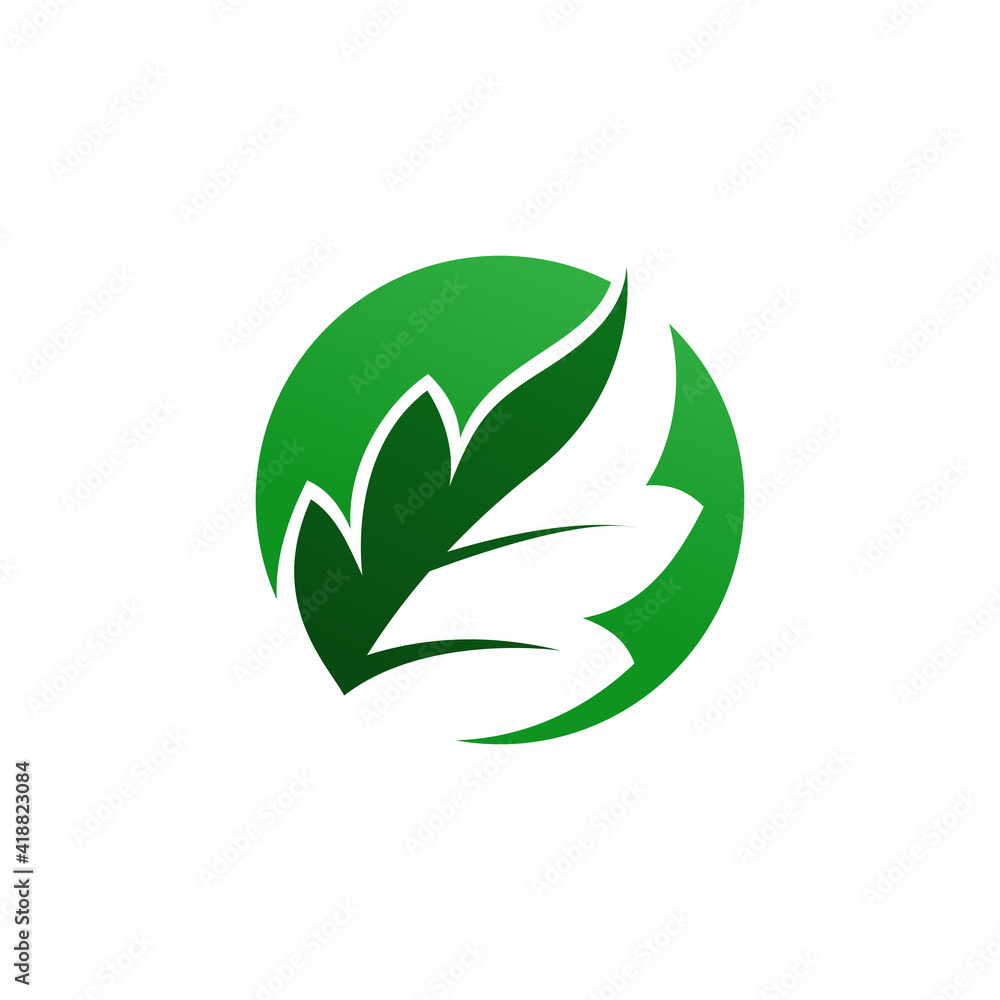 Obraz premium leaves vector logo. leaves illustration. nature logo. eco green symbol sign.