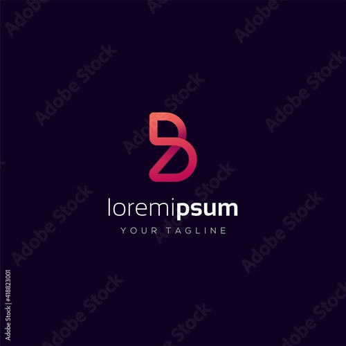 initial letter B infinity line logo gradient color abstract design elements