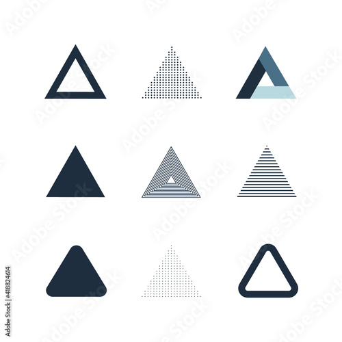 Set of triangles icons. Collection of triangles. Premium quality symbol. Vector sign for mobile app and web sites.
