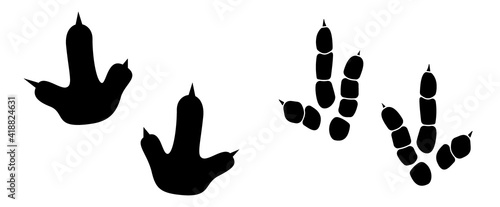 Dinosaur footprint tracks vector set illustration. Background with paw, claw predator. Dinosaur footprint illustration perfect for textile, wrap and wallpaper and design.