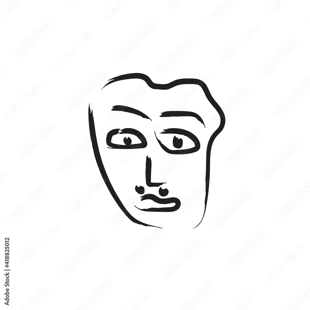 abstract woman face modern portrait with continuous line drawing style.  minimalist concept for fashion beauty, wall art and t-shirt