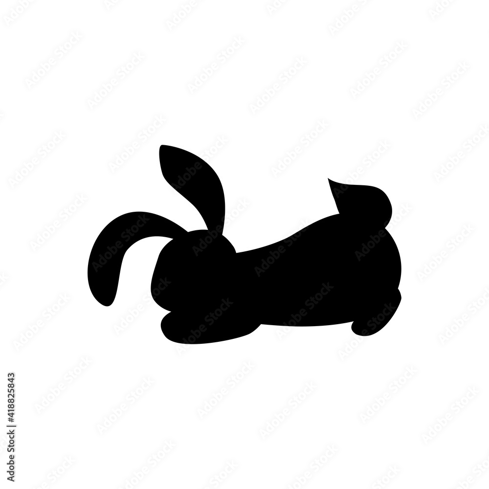 Bunny, rabbit silhouette on white background. Vector illustration.