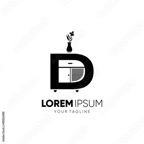 Letter D Cabinet Logo Design Vector