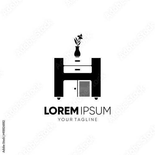 Letter H Cabinet Logo Design Vector