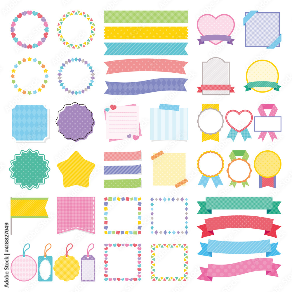 かわいい フレーム 素材 セット Stock Vector Adobe Stock