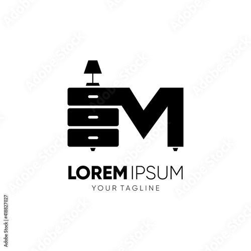 Letter M Cabinet Logo Design Vector