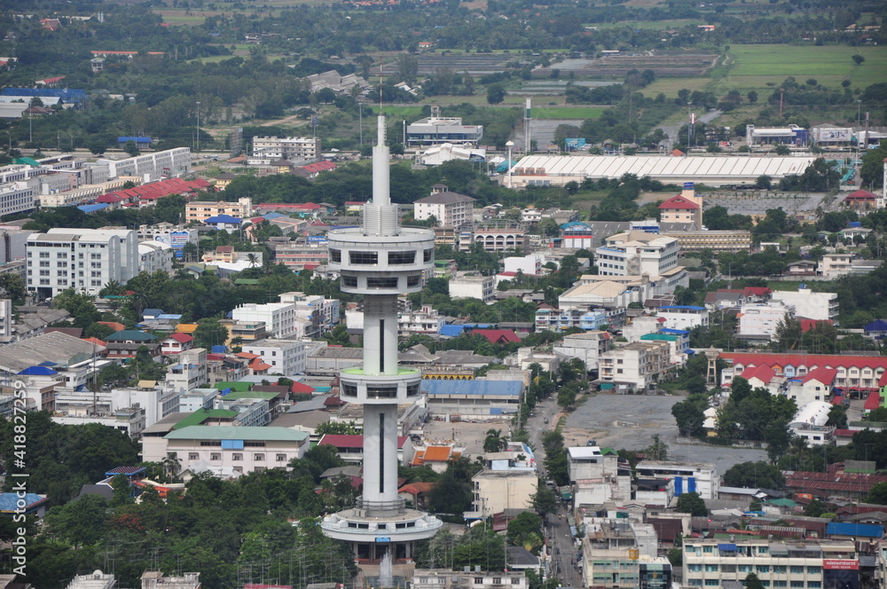 Rice field tourist attractions in thailand Helicopter photos