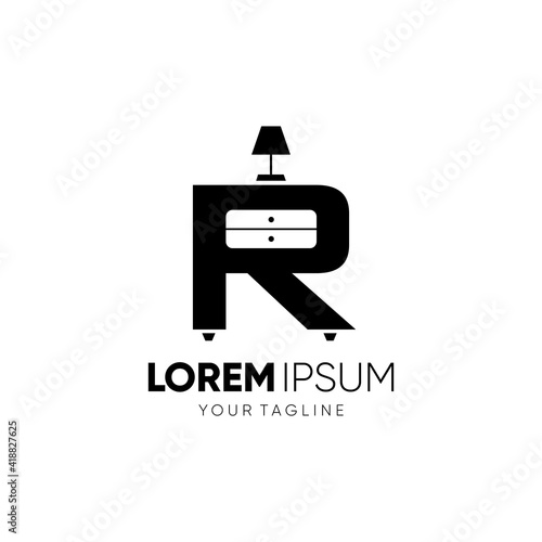 Letter R Cabinet Logo Design Vector