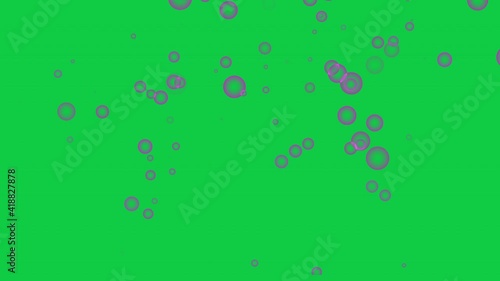 Colorful 3D water buble on green screen