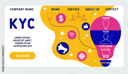 Vector website design template . KYC - Know Your Customer business concept background. illustration for website banner, marketing materials, business presentation