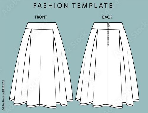 skirt fashion flat sketch template