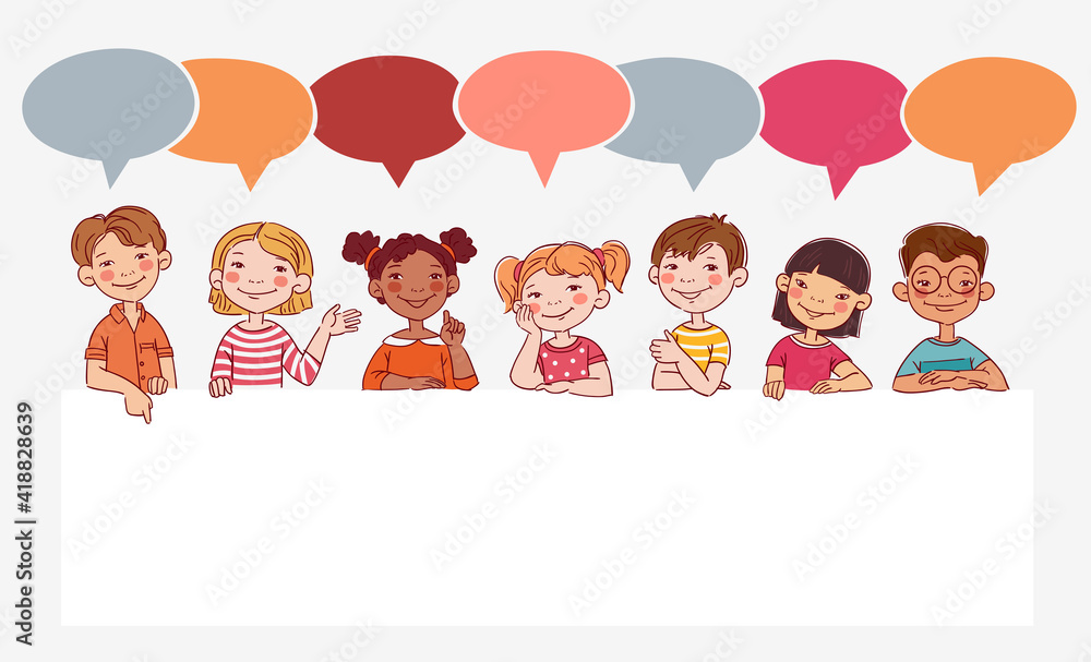 Funny kids. Vector cute boys and girls collection. Multi-ethnic group of happy children. Different cartoon faces icons
Funny kids. Vector cute boys and girls collection. Multi-ethnic group of happy children. Different cartoon faces icons