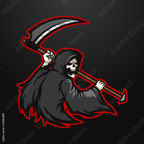 Grimm Reaper Skull Screaming Esports Mascot Gaming