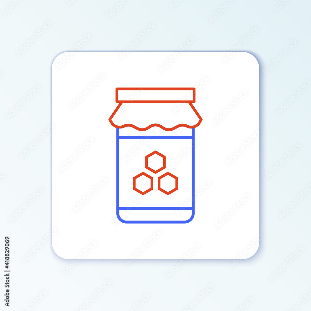 Line Jar of honey icon isolated on white background. Food bank. Sweet natural food symbol. Colorful outline concept. Vector. Line Jar of honey icon isolated on white background. Food bank. Sweet natural food symbol. Colorful outline concept. Vector.