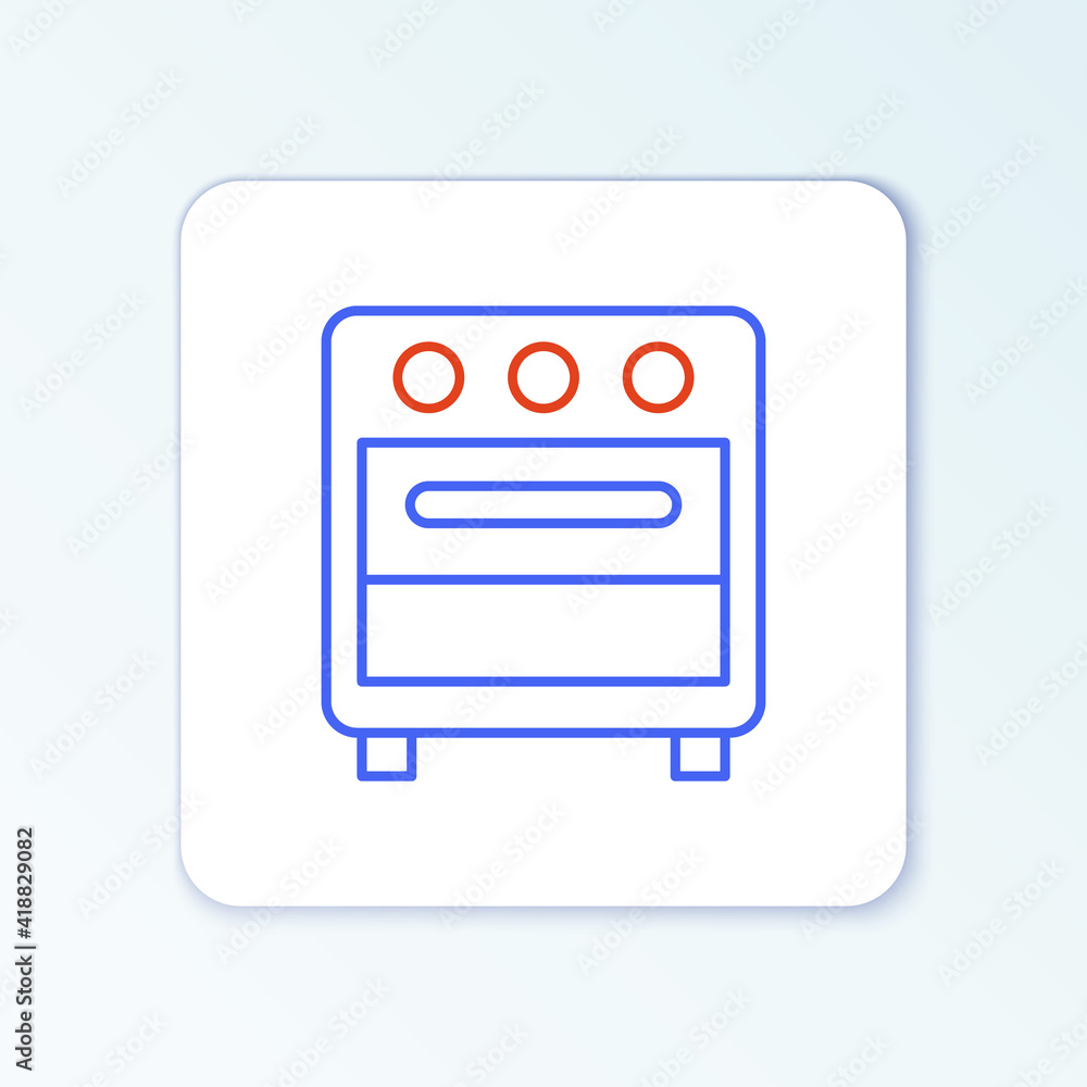Line Oven icon isolated on white background. Stove gas oven sign. Colorful outline concept. Vector. Line Oven icon isolated on white background. Stove gas oven sign. Colorful outline concept. Vector.
