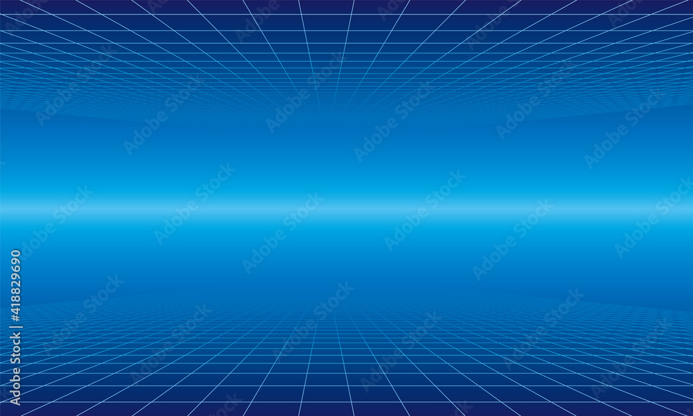 青いグラデーションの遠近感があるグリッドの背景イラスト素材 Stock Vector Adobe Stock