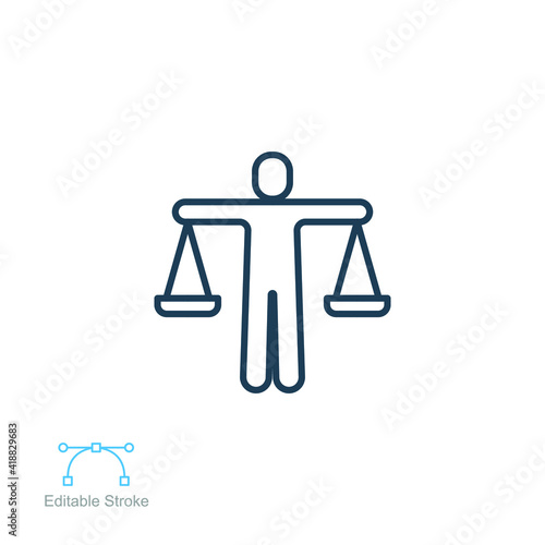 Ethics  icon. Person with a scale  balance business corporate can be used for web and mobile perfect morality logo. Editable stroke vector illustration design on white background. EPS 10