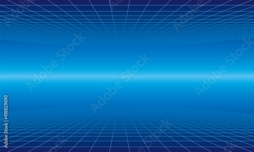 青いグラデーションの遠近感があるグリッドの背景イラスト素材 Stock Vector Adobe Stock