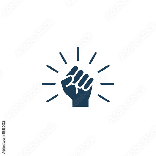 Will icon. Hand closed power, clenched fist. fighting for rights, freedom. Raised fist symbol of victory, strength and solidarity Vector illustration design on white background. EPS 10 