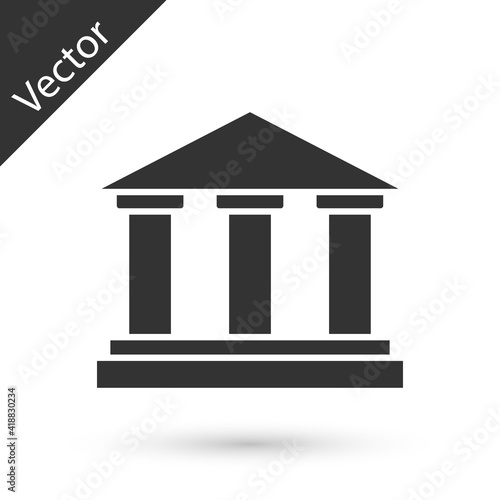 Grey Museum building icon isolated on white background. Vector.