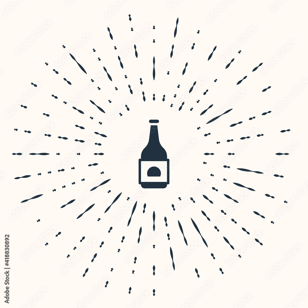 Grey Beer bottle icon isolated on beige background. Abstract circle random dots. Vector. Grey Beer bottle icon isolated on beige background. Abstract circle random dots. Vector.