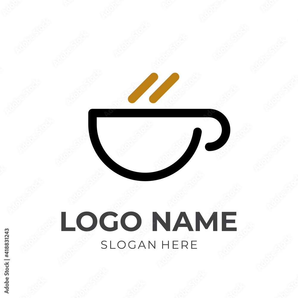simple coffee logo template flat black and brown color style simple coffee logo template flat black and brown color style