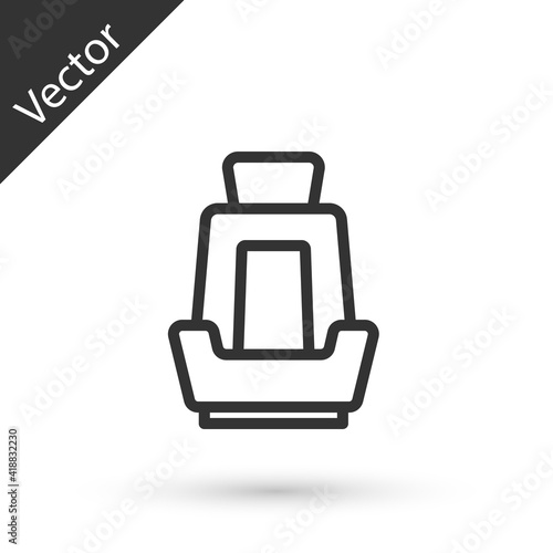 Grey line Car seat icon isolated on white background. Car armchair. Vector.